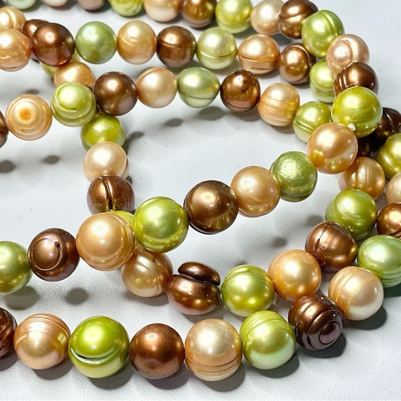 Pearls Cultured Freshwater Autumn Earth Tones Long Strand Necklace - Picture 2 of 5